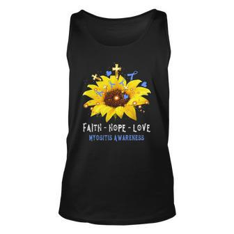 Faith Hope Love Sunflower Myositis Awareness Unisex Tank Top | Mazezy