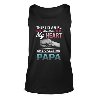 Family 365 There Is A Girl She Stole My She Calls Me Papa Unisex Tank Top | Mazezy