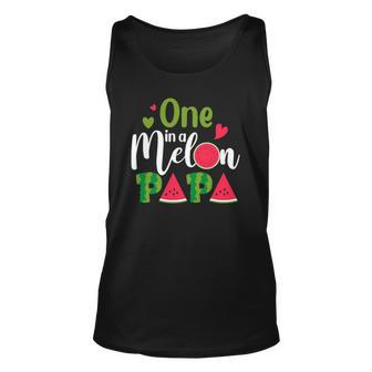 Family One In A Melon Papa Birthday Party Matching Family Unisex Tank Top | Mazezy