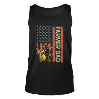 Farmer Dad American Flag Fathers Day 4Th Of July Patriotic Unisex Tank Top - Seseable