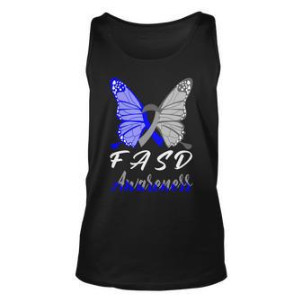 Fasd Awareness Butterfly Blue And Grey Ribbon Fetal Alcohol Spectrum Disorder Fetal Alcohol Spectrum Disorder Awareness Unisex Tank Top | Favorety AU