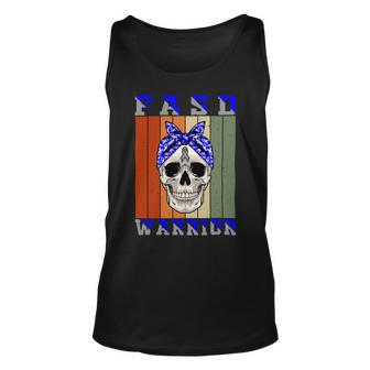 Fasd Warrior Skull Women Vintage Blue And Grey Ribbon Fetal Alcohol Spectrum Disorder Fetal Alcohol Spectrum Disorder Awareness Unisex Tank Top | Favorety DE