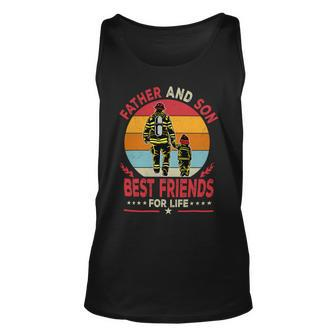 Father Grandpa And Son Firefighter Best Friends For Life Fathers Day 262 Family Dad Unisex Tank Top - Monsterry