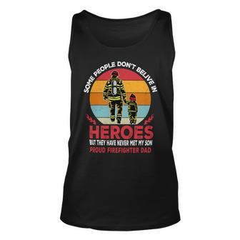 Father Grandpa And Son Heroes Proud Firefighter Dad Fathers Day 225 Family Dad Unisex Tank Top - Monsterry AU