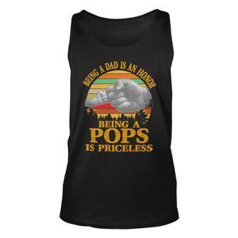 Father Grandpa Being A Dad Is An Honor Being A Pops Is Priceless 248 Family Dad Unisex Tank Top - Monsterry DE