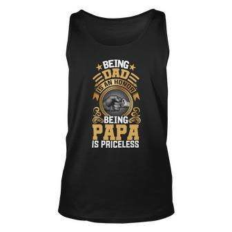 Father Grandpa Being Dad Is An Honor Being Papa Is Priceless Father Day 21 Family Dad Unisex Tank Top - Monsterry UK
