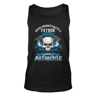 Father Grandpa Dad Biker Gift Never Underestimate Motorcycle Skull544 Family Dad Unisex Tank Top - Monsterry UK