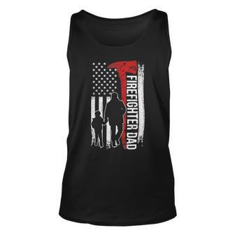 Father Grandpa Day Firefighter Dad America Flag For Hero 375 Family Dad Unisex Tank Top - Monsterry DE