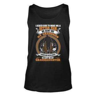Father Grandpa God Sent Me My Grandson Granddaughter Fathers Day 138 Family Dad Unisex Tank Top - Monsterry AU