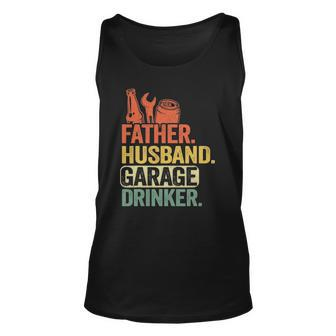 Father Husband Garage Drinker Vintage Mechanic Dad Handyman Unisex Tank Top | Mazezy