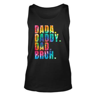 Fathers Day 2022 Dada Daddy Dad Bruh Tie Dye Dad Jokes Mens Unisex Tank Top | Mazezy