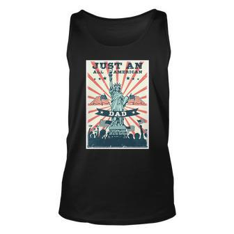 Fathers Day All American Dad - 4Th Of July - Patriotic Man Unisex Tank Top - Seseable