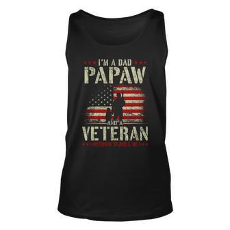 Fathers Day | 4Th Of July | Im A Dad Papaw And A Veteran Unisex Tank Top - Seseable