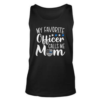 Womens My Favorite Officer Calls Me Mom Thin Blue Line Support Tank Top | Mazezy