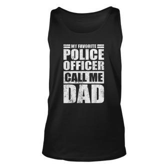 Mens My Favorite Police Officer Calls Me Dad Fathers Day Tank Top | Mazezy