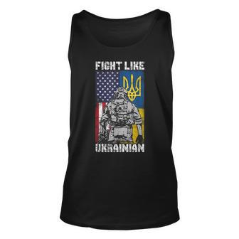 Fight Like Ukrainian American Ukrainian Flags Veteran Unisex Tank Top - Thegiftio UK