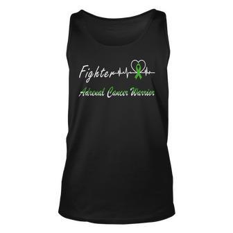 Fighter Adrenal Cancer Warrior Heartbeat Green Ribbon Adrenal Cancer Adrenal Cancer Awareness Unisex Tank Top | Favorety CA