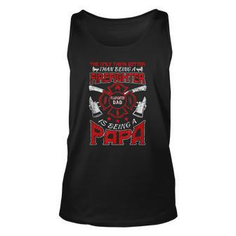 Firefighter Papa Fire Fighter Dad For Fathers Day Fireman Unisex Tank Top | Mazezy