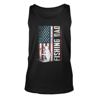 Fishing Dad Father Usa Flag Patriotic 4Th Of July Unisex Tank Top - Seseable