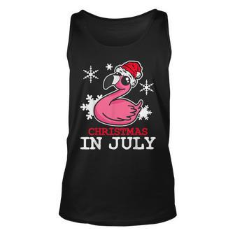 Flamingo Funny Christmas In July Snowflakes Santa Hat Gift Unisex Tank Top - Thegiftio UK
