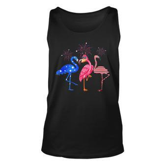 Flamingos Usa Flag 4Th Of July Independence Day Patriotic Unisex Tank Top - Seseable