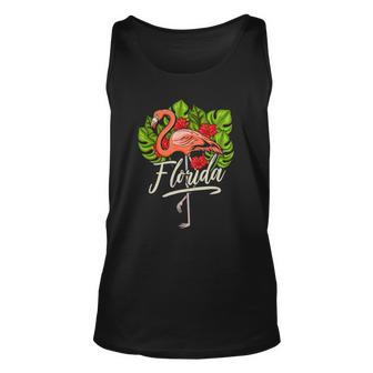 Florida Flamingo Hibiscus Flower Gift Unisex Tank Top | Mazezy