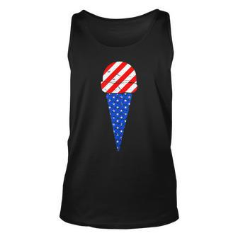 Fourth Of July American Flag Ice Cream Unisex Tank Top - Seseable