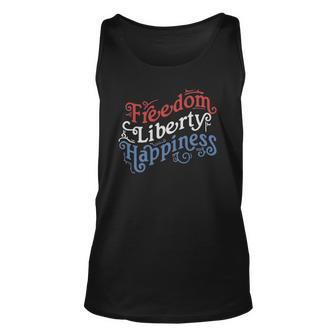 Freedom Liberty Happiness Red White And Blue Unisex Tank Top | Mazezy