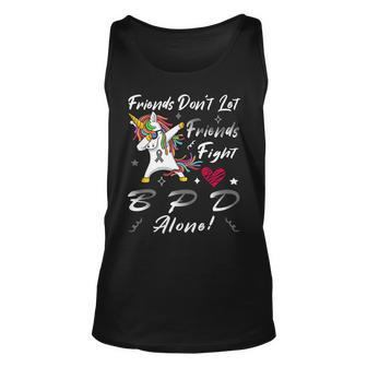 Friends Dont Let Friends Fight Borderline Personality Disorder Bpd Alone Unicorn Grey Ribbon Borderline Personality Disorder Bpd Awareness Unisex Tank Top - Monsterry UK