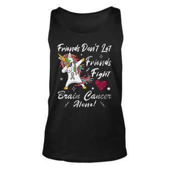 Friends Dont Let Friends Fight Brain Cancer Alone Unicorn Grey Ribbon Brain Cancer Brain Cancer Awareness V2 Unisex Tank Top | Favorety CA