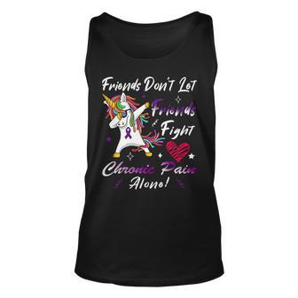 Friends Dont Let Friends Fight Chronic Pain Alone Unicorn Purple Ribbon Chronic Pain Support Chronic Pain Awareness Unisex Tank Top | Favorety CA