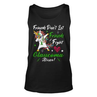 Friends Dont Let Friends Fight Glaucoma Alone Unicorn Green Ribbon Glaucoma Glaucoma Awareness Unisex Tank Top | Favorety AU