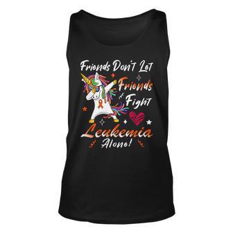 Friends Dont Let Friends Fight Leukemia Alone Unicorn Orange Ribbon Leukemia Leukemia Awareness Unisex Tank Top | Favorety UK