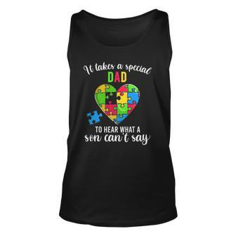 Fun Heart Puzzle S Dad Autism Awareness Family Support Unisex Tank Top | Mazezy