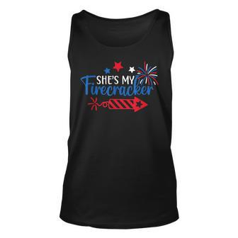 Funny 4Th Of July She Is My Firework Patriotic Us Couples Unisex Tank Top - Seseable