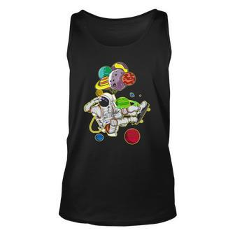 Funny Astronaut Space Travel Planets Skateboarding Science Unisex Tank Top | Mazezy UK