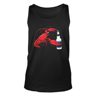 Funny Cajun Crawfish Boil Lobster Drinking Beer Unisex Tank Top | Mazezy