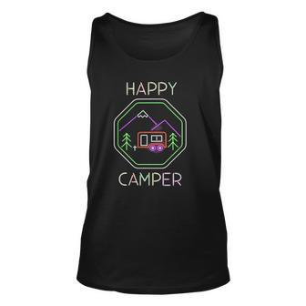 Funny Camper Gift Tee Happy Camping Lover Camp Vacation Unisex Tank Top | Mazezy