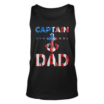Funny Captain Dad Boat Owner American Flag 4Th Of July Unisex Tank Top - Seseable
