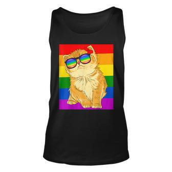 Funny Cat Lgbt Gay Rainbow Pride Flag Boys Men Girls Women Unisex Tank Top | Mazezy