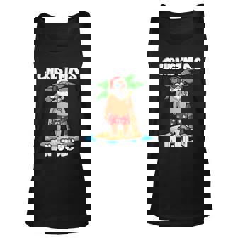 Funny Christmas In July Summer Vacation Santa Beach Unisex Tank Top - Thegiftio