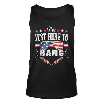 Funny Fourth Of July 4Th Of July Im Just Here To Bang Unisex Tank Top - Seseable