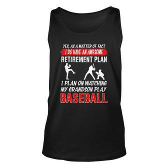 Funny I Plan On Watching My Grandson Play Baseball Unisex Tank Top | Mazezy