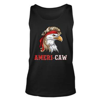 Funny July 4Th American Flag Usa Patriotic Eagle Ameri-Caw Unisex Tank Top - Seseable