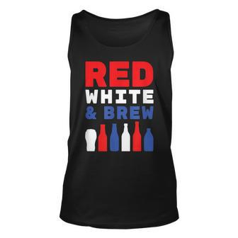 Funny Red White And Brew Independence Day 4Th Of July Unisex Tank Top - Seseable