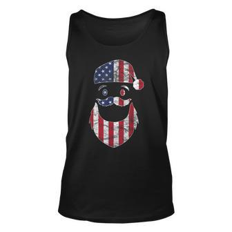 Funny Santa Claus Face American Flag Christmas V2 Unisex Tank Top - Thegiftio UK