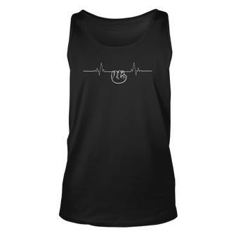 Funny Sloth Heartbeat Lazy Outfit Procrastinator Graphic Unisex Tank Top | Mazezy