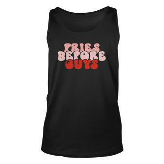 Funny Valentines Day Womens Valentine Fries Before Guys Unisex Tank Top | Mazezy
