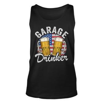 Garage Drinker 4Th Of July American Flag Dad Mens Garage Unisex Tank Top - Seseable