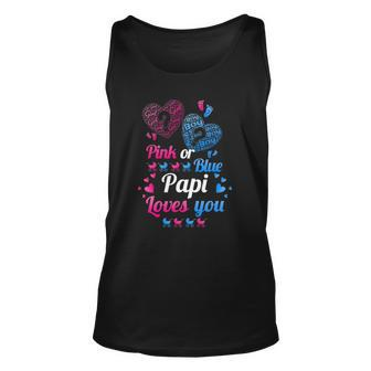 Gender Reveal Pink Or Blue Papi Loves You Unisex Tank Top | Mazezy